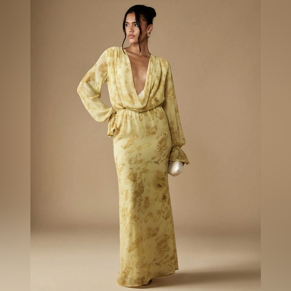 NWT Missguided Yellow Floral Maxi Dress